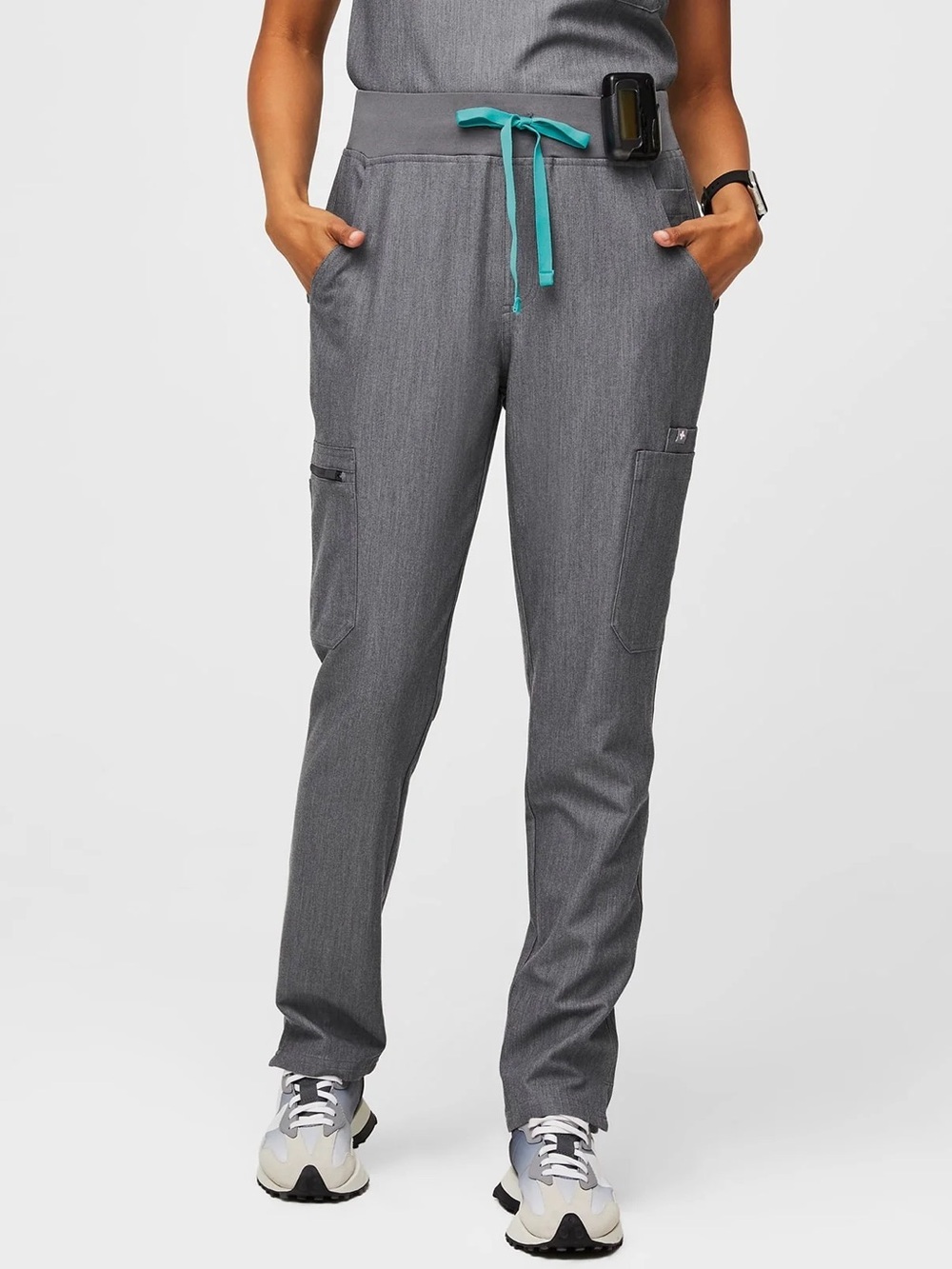 FIGS Yola Skinny Scrub Pants Womens Gray Slim Stretch Technical Collection